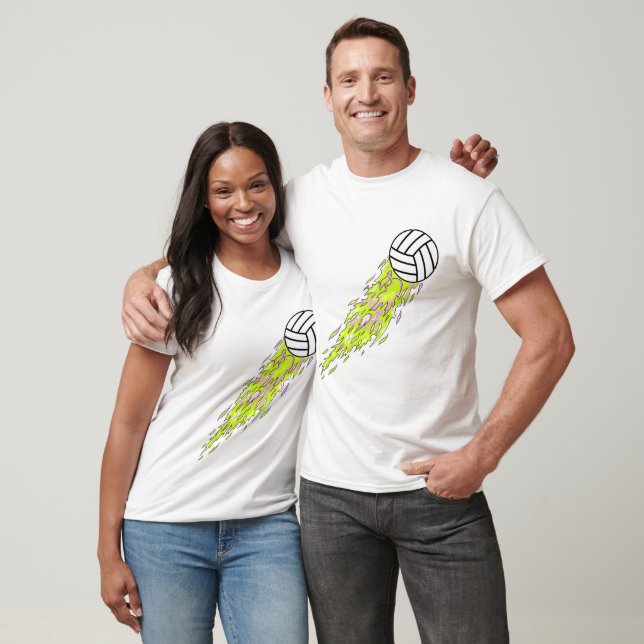 Camiseta volei de chamas neon (Unissex)