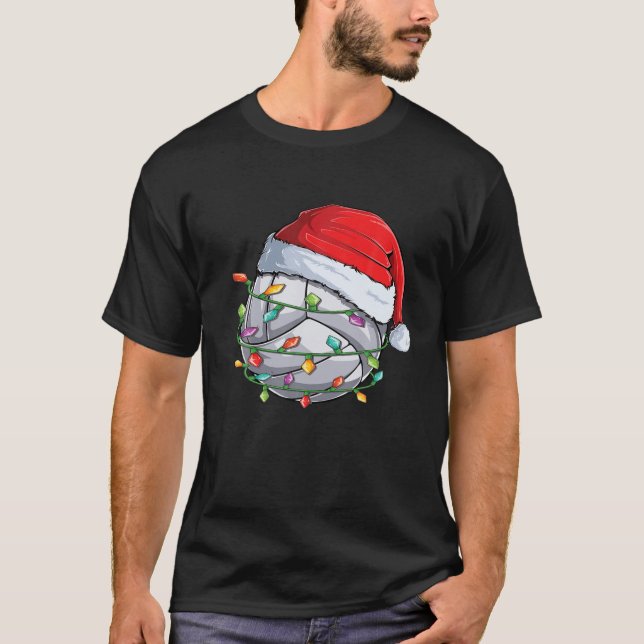 Camiseta Vôlei de Natal Santa Hat Engraçado Xmas Pajama B (Frente)