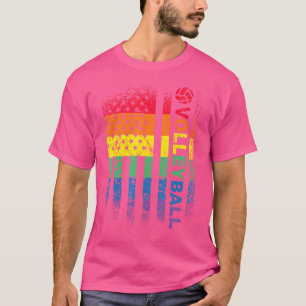 Camiseta Voleibol Americano Flag Volleyballer Beach Volley