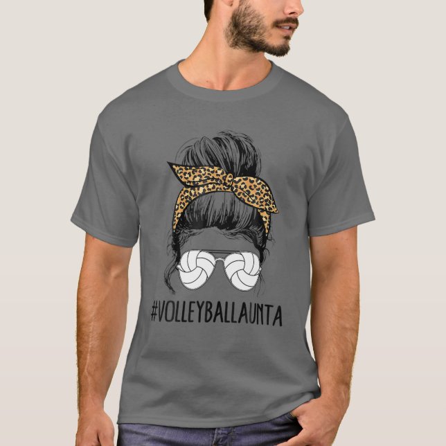 Camiseta Voleibol Aunta Life Messaging Hair Leopardo Mothe (Frente)