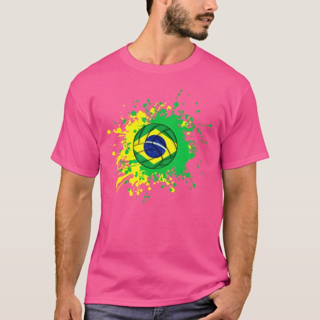 Camiseta Voleibol Brasileiro Com Bandeira Do Brasil (Frente)