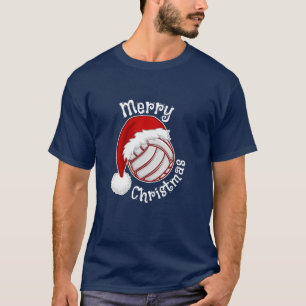 Camiseta Voleibol com Santa hat impressão de Natal Engraçad