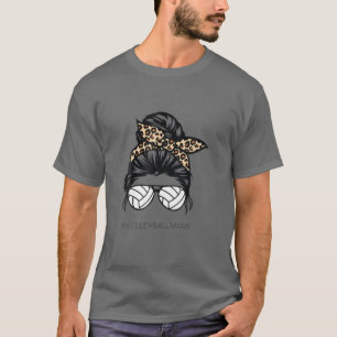 Camiseta Voleibol Mãe de Leopard Bola de Cabelo Mensageiro 