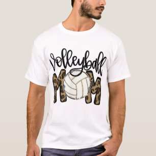 Camiseta Voleibol Mãe Leopardo Bola Engraçada Mãe Dia de as