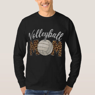 Camiseta Voleibol Mãe Leopardo Esportes Engraçados Mamãe Mã