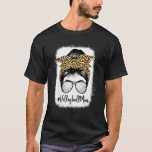 Camiseta Voleibol Mãe Leopardo Mensagem de Dia de as mães