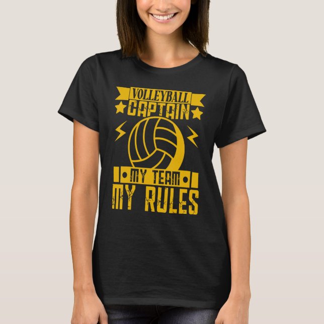 Camiseta Voleibol Para Homens E Mulheres Capitão Minha Equi (Frente)