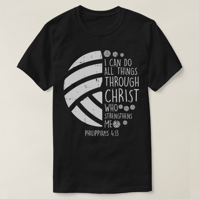 Camiseta Voleibol posso fazer coisas Bíblia Verdade Jesus G (Frente do Design)