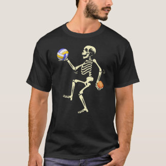 Camiseta Voleibol Skeleton Halloween Pumpkin Engraçado Boi