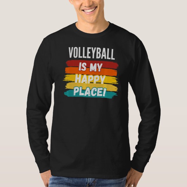 Camiseta Voleibol, Voleibol É Meu Lugar Feliz (Frente)