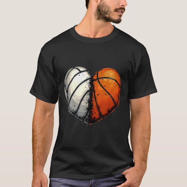 Camiseta Volleyball Basketball Ball Heart Srts Lover Valent (Frente)