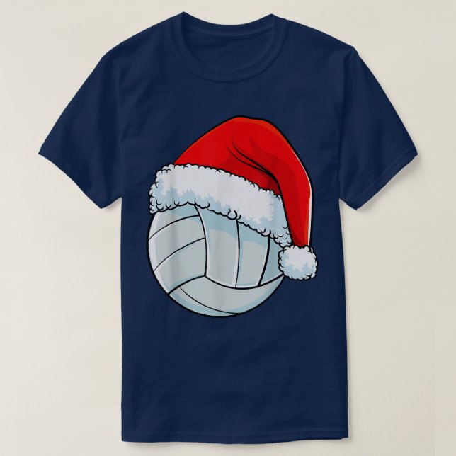 Camiseta Volleyball Christmas Santa Hat Ball Men Women Kids (Frente do Design)