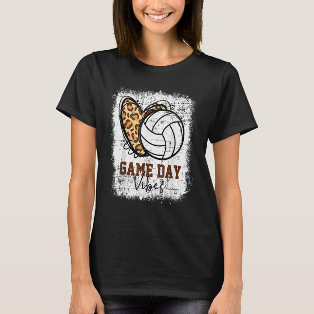 Camiseta Volleyball Game Day Vibes Volleyball Mom Leopard B (Frente)