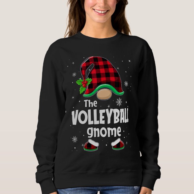 Camiseta Volleyball Gnome Buffalo Plaid Christmas Matching  (Frente)