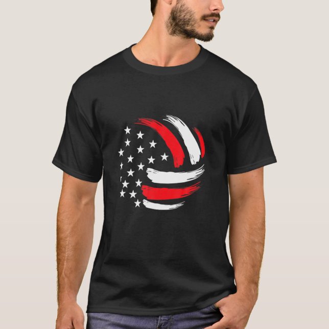 Camiseta Volleyball In American Flag Cool Volleyball Player (Frente)