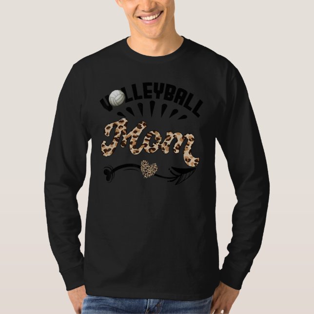 Camiseta Volleyball Mom Leopard  Ball Mom Mother's Day (Frente)
