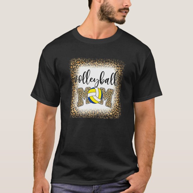 Camiseta Volleyball Mom Leopard  Volleyball Mom Mothers Day (Frente)