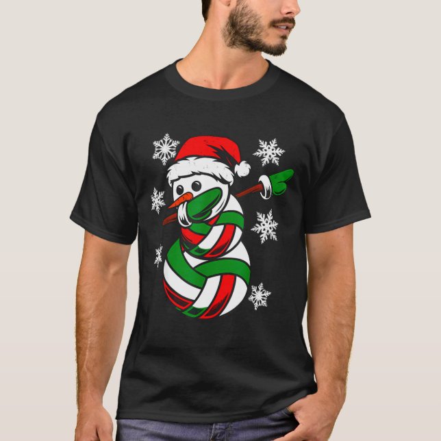 Camiseta Volleyball Santa Hat Snowman Xmas Funny Volleyball (Frente)