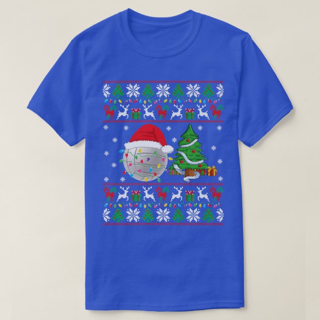 Camiseta Volleyball Ugly Christmas Sweater Volley Xmas Ligh (Frente do Design)