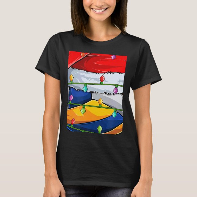 Camiseta Volleyball  Xmas Lights Santa Volleyball Christmas (Frente)