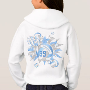 Camiseta volleyballs e estrelas cinza azul claro femininos