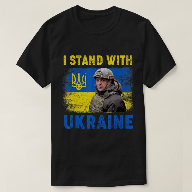 Camiseta Volodymyr Zelensky I Stand Com A Ucrânia Ucraniana (Frente do Design)