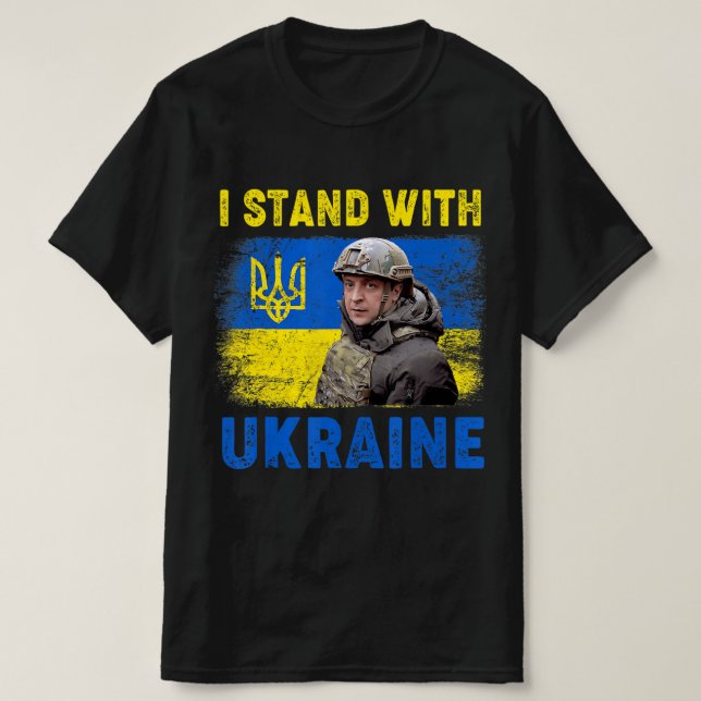 Camiseta Volodymyr Zelensky I Stand Com A Ucrânia Ucraniana (Frente do Design)