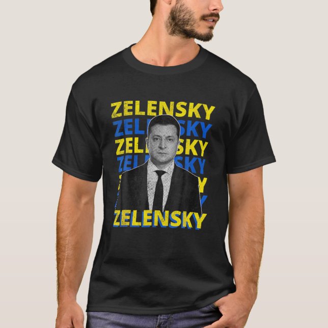 Camiseta Volodymyr Zelensky President Of Ukraine Support Uk (Frente)