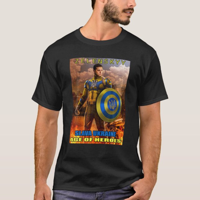 Camiseta Volodymyr Zelensky Presidente Slava Ucrânia Idade  (Frente)