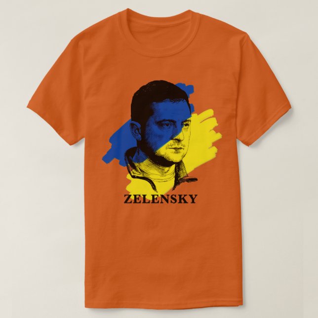 Camiseta Volodymyr Zelensky Ucrânia Flag (Frente do Design)