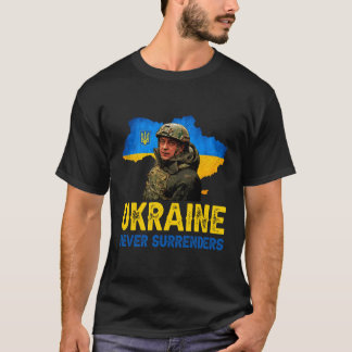 Camiseta Volodymyr Zelensky Ucrânia nunca rende apoio