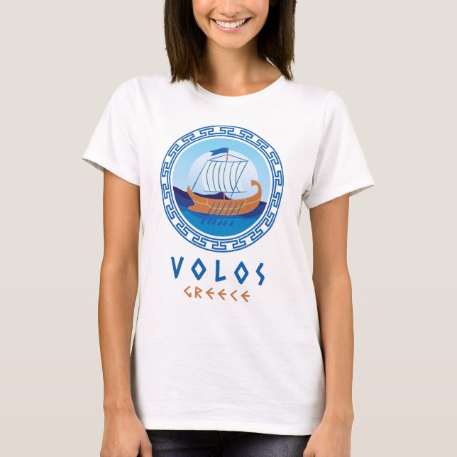 Camiseta Volos, Grécia grega Design de navio feminino (Frente)