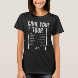 Camiseta Volta à Guerra Civil Americana Datas de Batalha Re