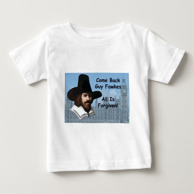 Camiseta Volta Guy Fawkes que tudo é perdoado (Frente)
