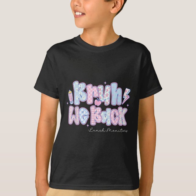 Camiseta Voltamos ao Almoço Monitores Lápis de Volta às Aul (Frente)