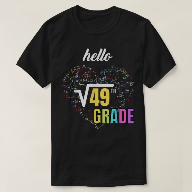 Camiseta Voltar à 7 da Raiz Quadrada de 49 Matemática (Frente do Design)