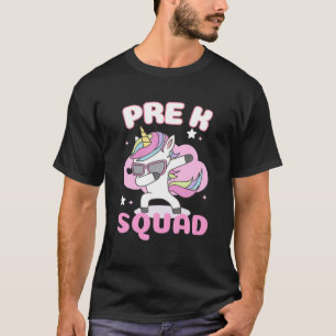 Camiseta Voltar à Equipe Escolar Pré-K Dabbing Unicorn Sq