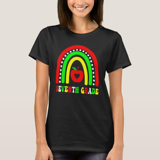 Camiseta Voltar à Escola Arco-íris 7º Sétimo Ano Equipe Par (Frente)