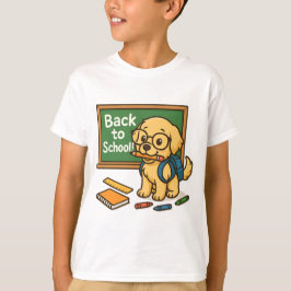 Camiseta Voltar à Escola de Pup - Ouro bonito de varejo