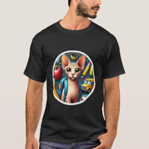 Camiseta Voltar à Escola Gato Sphynx Meninos Meninas Estuda