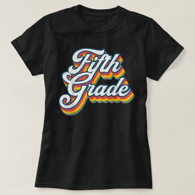 Camiseta Voltar À Escola, Grau 5, Grau 5.º Grau, (Frente do Design)