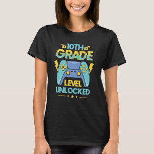 Camiseta Voltar à escola Nível 10 Desbloqueado Vídeo Gam