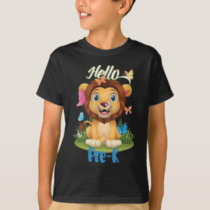 Camiseta Voltar à escola Primeiro dia de leão pré-K e borbo