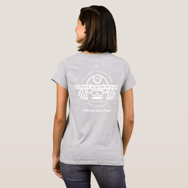 Camiseta Voltar à escola, sorrir e trabalhar, sorrirPoder (Parte Traseira Completa)