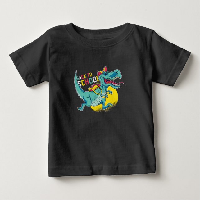 Camiseta Voltar à Escola T-Rex com Mochila (Frente)