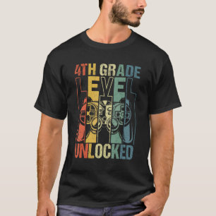 Camiseta Voltar à Escola Vintage 4.º Nível Desbloqueado