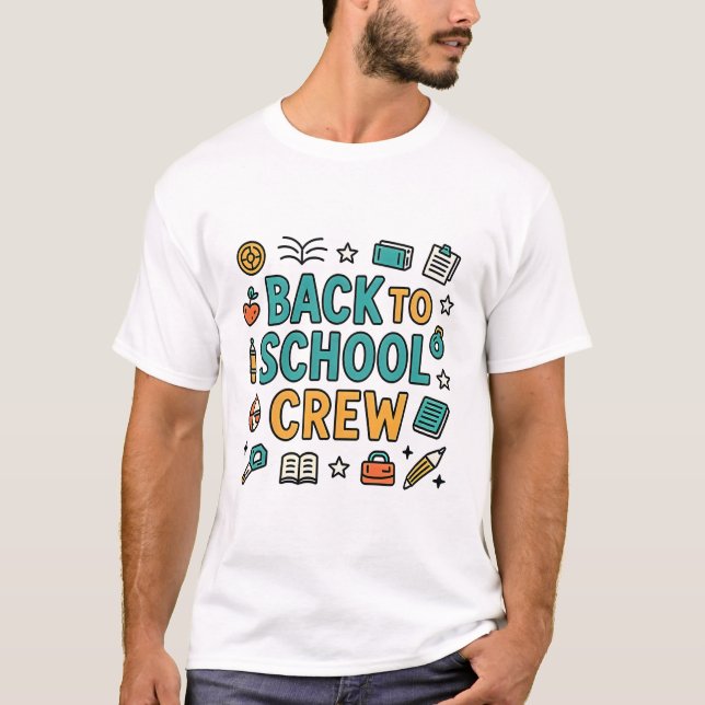 Camiseta Voltar à Inscrição da Tripulação Escolar com Ícone (Frente)