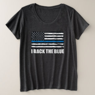 Camiseta Voltar à linha azul-fina azul Indicador EUA MAGA W