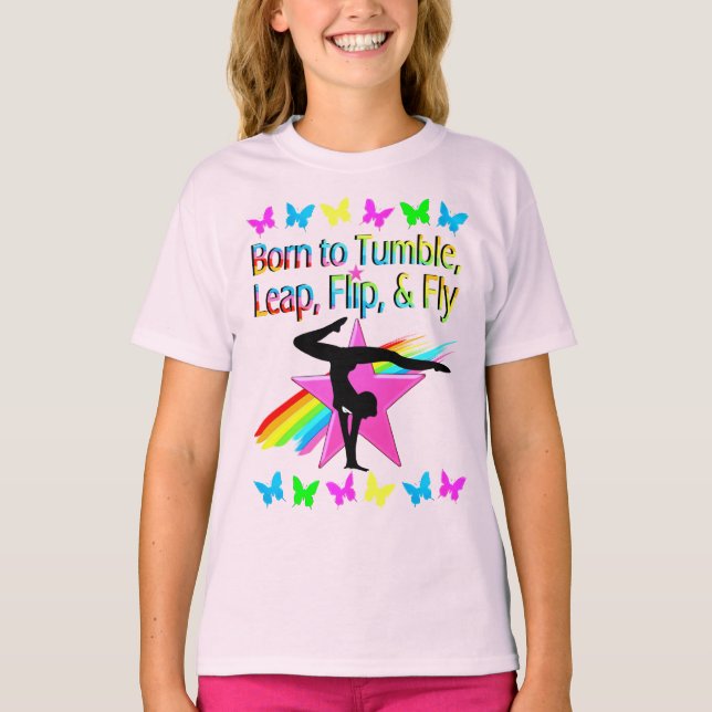 CAMISETA VOLTAR A VOAR A GINÁSTICA GIRL RAINBOW DESIGN (Frente)