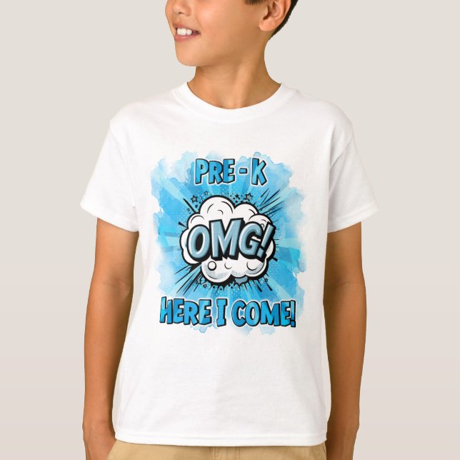 Camiseta Voltar Ao Estilo De Quadrinhos Pré-K Da Escola (Frente)